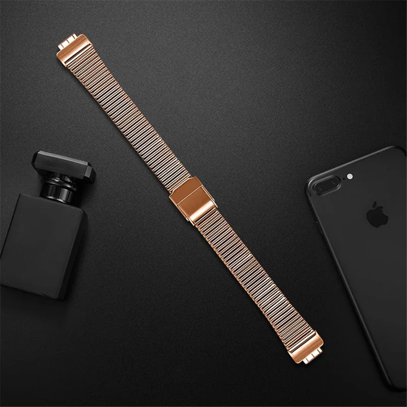 Stylish Stainless Steel Watch Band Replacement Wrist Strap for Fitbit Inspire/Inspire HR - Rose Gold