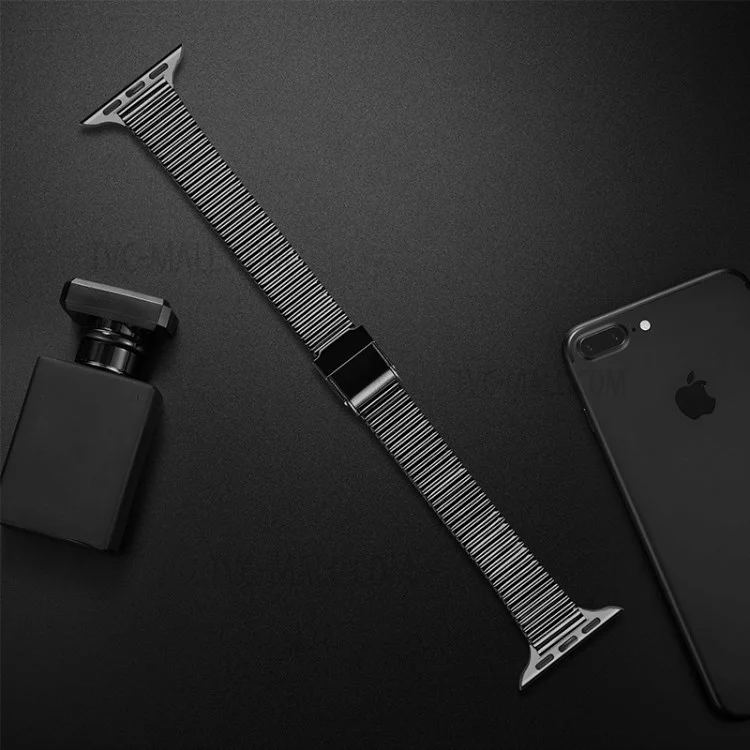 Luxurious Stainless Steel Metal Strap Replacement Band for Apple Watch Series 10 42mm / 9 8 7 41mm / 6 5 4 SE SE (2022) SE (2023) 40mm / 3 2 1 38mm - Black