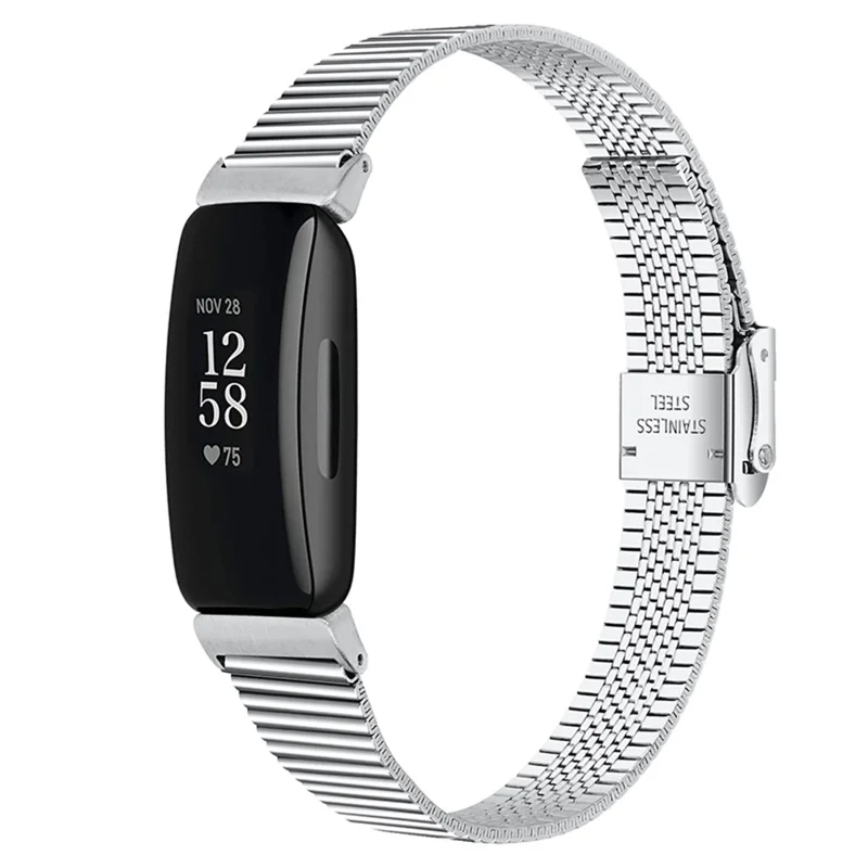 Stainless Steel Replacement Watch Band Wrist Strap for Fitbit Inspire 2 - Silver
