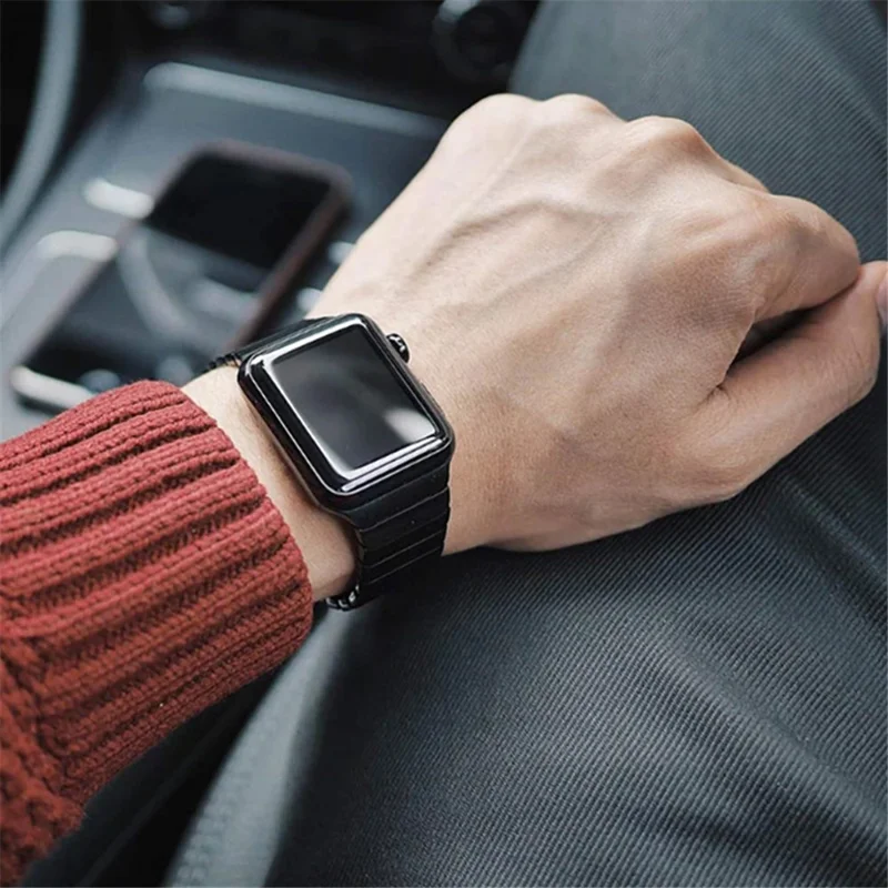 Para Apple Watch Series 8 / 7 45mm Solid Stainless Steel Watch Band Replacement Wristband Strap with Butterfly Buckle - Black