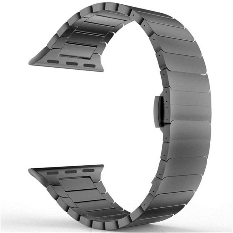 Para Apple Watch Series 8 / 7 45mm Solid Stainless Steel Watch Band Replacement Wristband Strap with Butterfly Buckle - Black