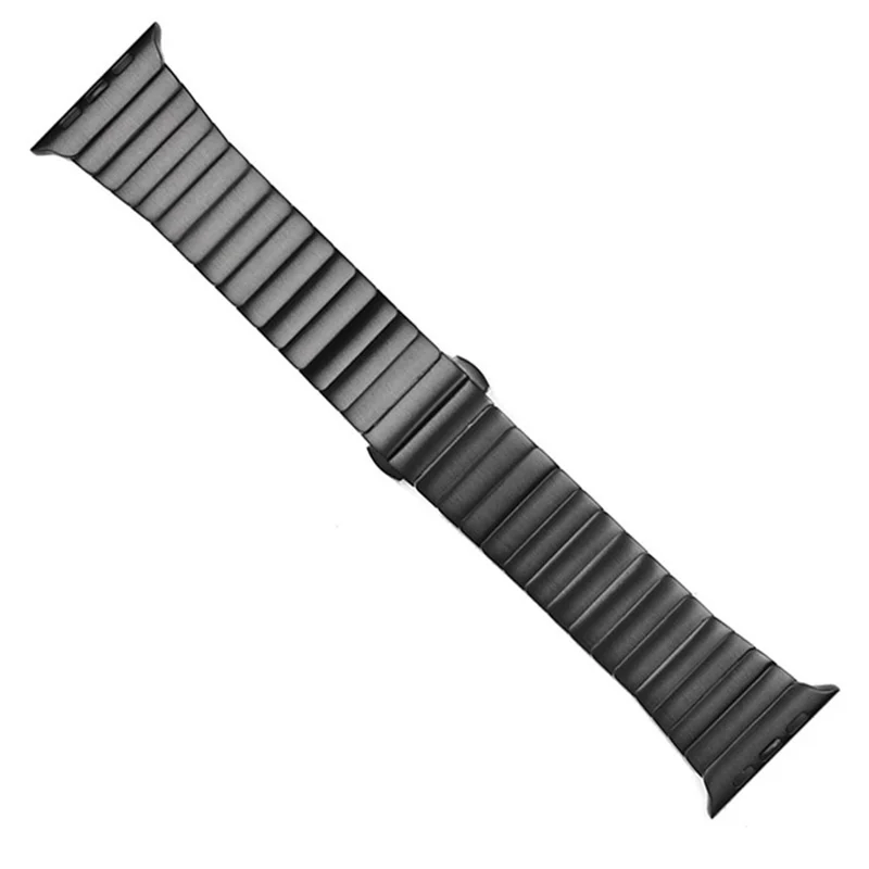 Para Apple Watch Series 8 / 7 45mm Solid Stainless Steel Watch Band Replacement Wristband Strap with Butterfly Buckle - Black