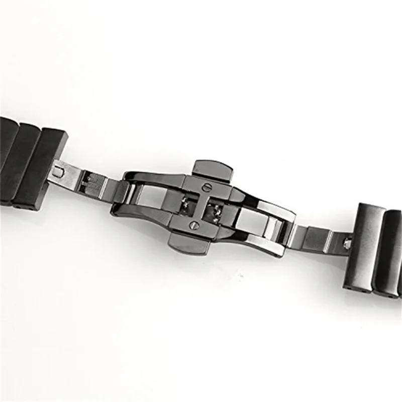 Para Apple Watch Series 8 / 7 45mm Solid Stainless Steel Watch Band Replacement Wristband Strap with Butterfly Buckle - Black
