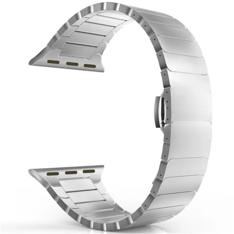Pour Apple Watch Series 8 / 7 45mm Bracelet de montre en acier inoxydable plein de remplacement de bande de poignet avec boucle papillon - Argent