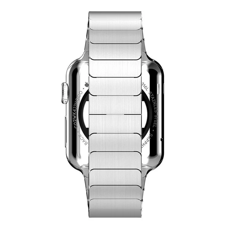 Pour Apple Watch Series 8 / 7 45mm Bracelet de montre en acier inoxydable plein de remplacement de bande de poignet avec boucle papillon - Argent