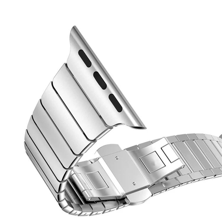 Pour Apple Watch Series 8 / 7 45mm Bracelet de montre en acier inoxydable plein de remplacement de bande de poignet avec boucle papillon - Argent