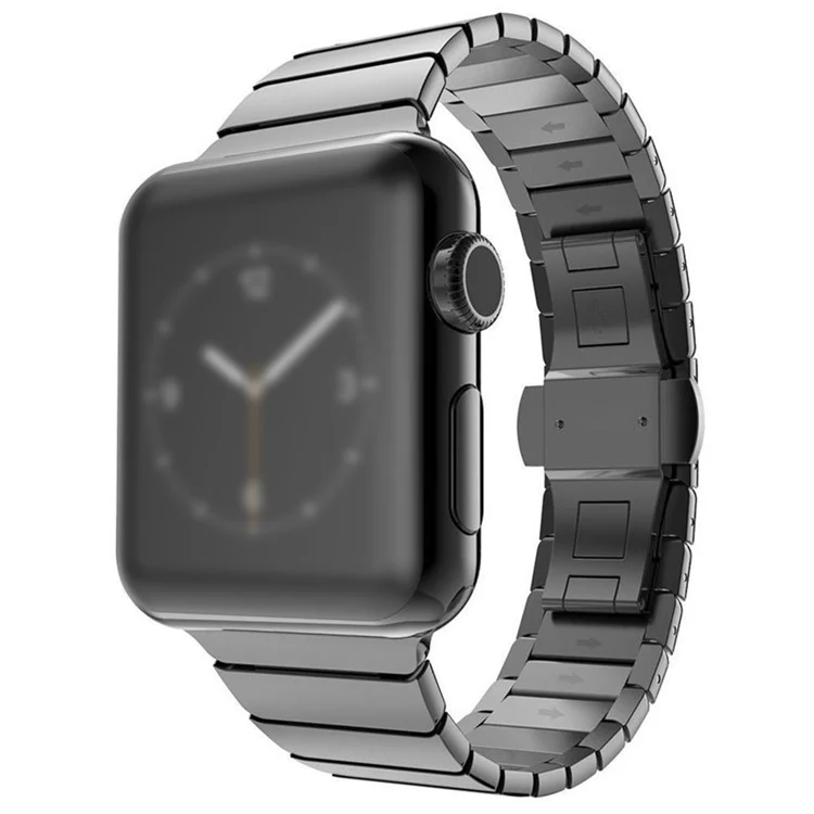 Pour Apple Watch Series 8 / 7 41 mm Band de Montre en Acier Inoxydable Remplacement de la Sangle en Métal Par Boucle Papillon - Noir