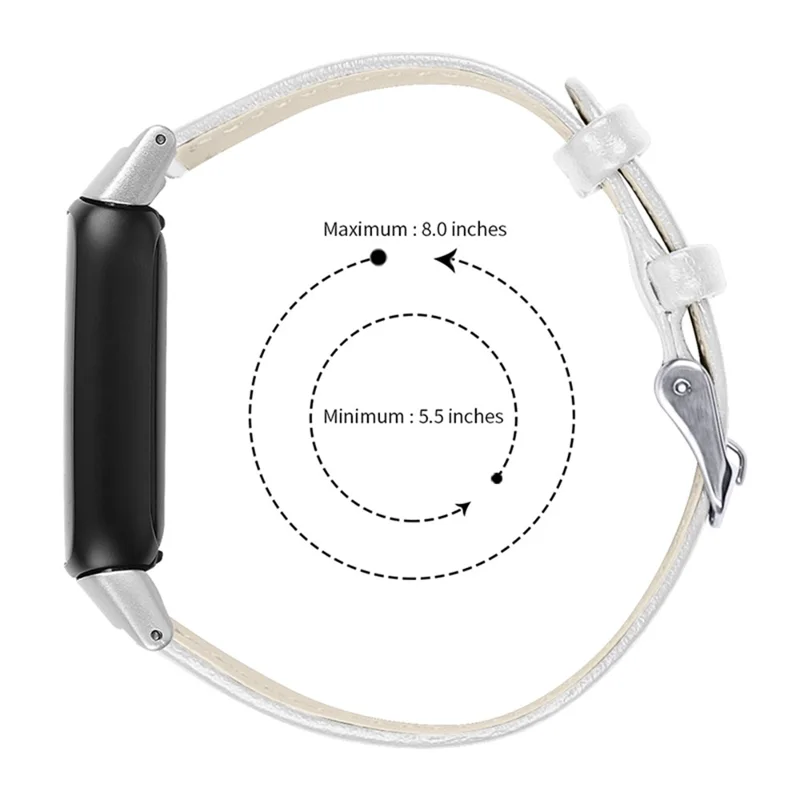 Top Layer Cowhide Replacement Smart Watch Band Adjustable Wrist Strap for Fitbit Luxe - White