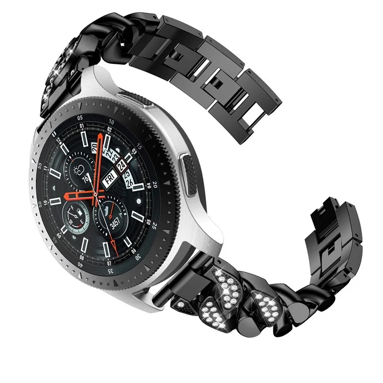 Correa de Banda de Reloj de Acero Inoxidable de Reemplazo de 22 mm Con Diamante Para Garmin Vivoactive 4/Venu 2 - Negro