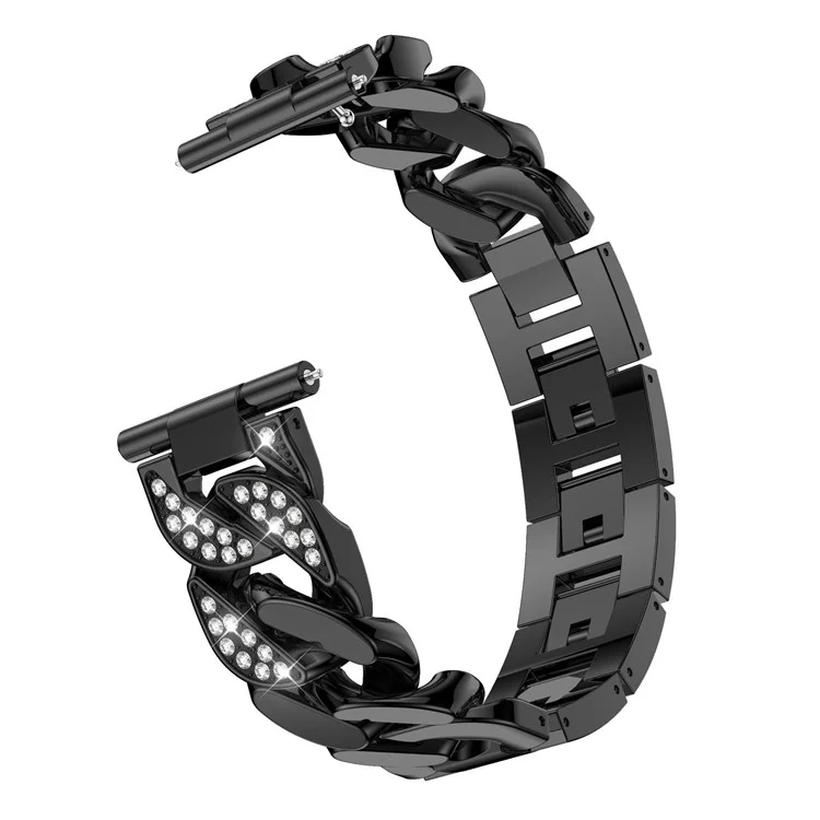 Bandle de Montre en Acier Inoxydable de 22 mm Remplacement à Une Ligne Unique Avec Diamant Pour Garmin Vivoactive 4 / Venu 2 - le Noir