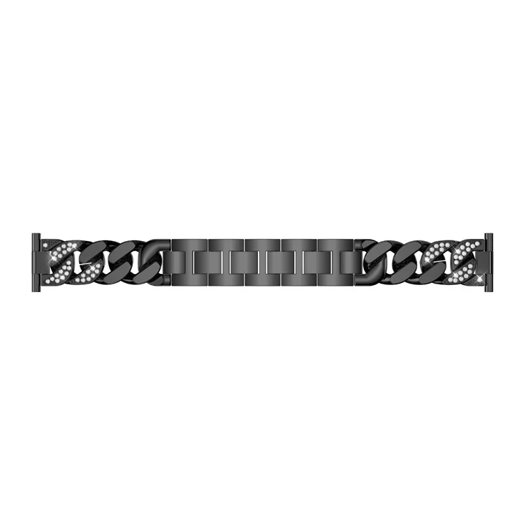 22mm Replacement Single Row Stainless Steel Watch Band Strap with Diamond for Garmin Vivoactive 4/Venu 2 - Black