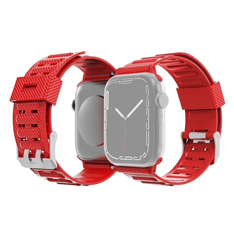 TPU Strap Strap Carbon Fibre Texture Semplace de Strape de Voir Pour Appon Watch 7 41mm - Rouge