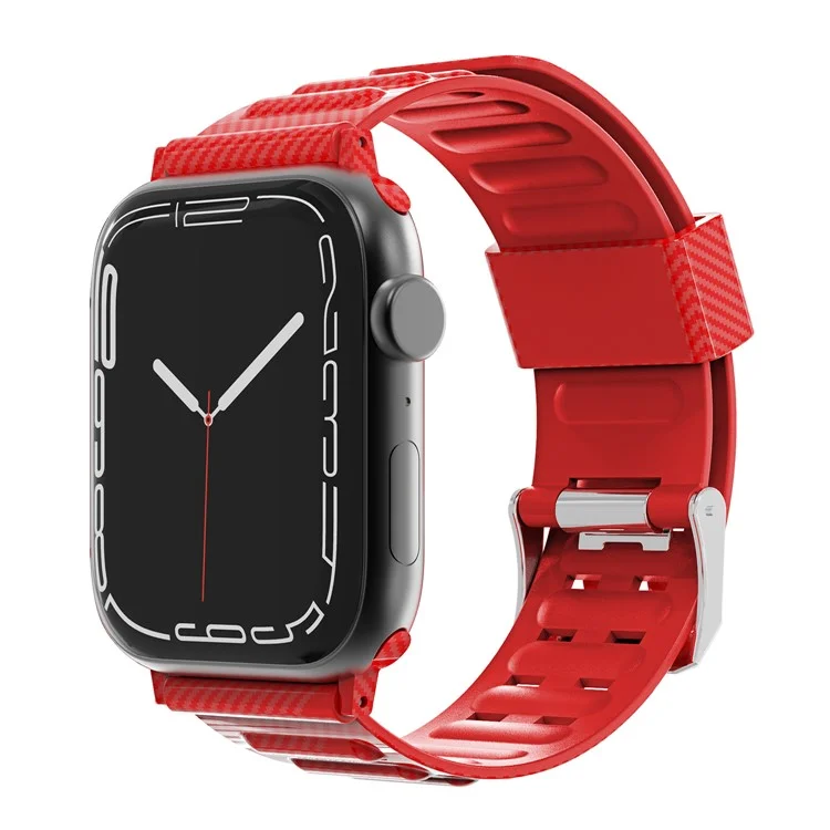 TPU Strap Strap Carbon Fibre Texture Semplace de Strape de Voir Pour Appon Watch 7 41mm - Rouge
