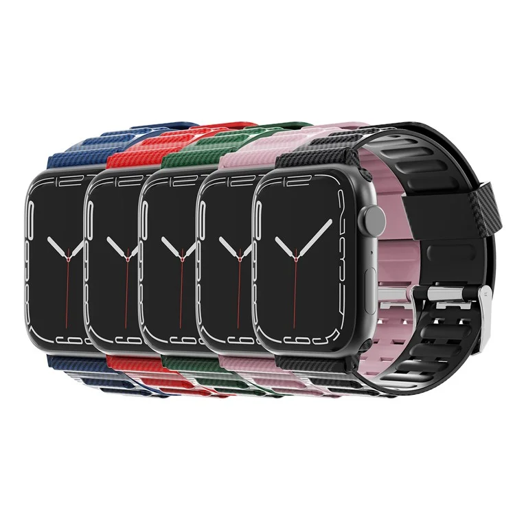 TPU Strap Strap Carbon Fibre Texture Semplace de Strape de Voir Pour Appon Watch 7 41mm - Rouge