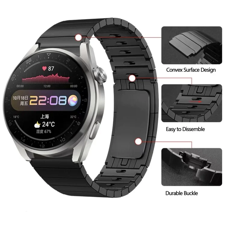 22mm Edelstahl Schnellveröffentlichung Smart Watch Band Bracelet Rieme Ersatz Für Huawei Uhr GT 2 Pro Porsche - Schwarz