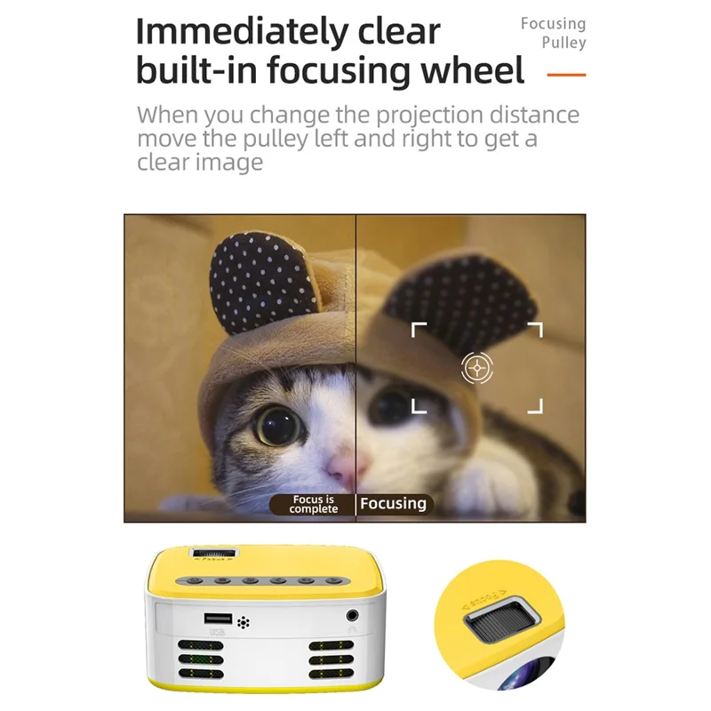 T20 Mini LED Projector 1080P High Definition Portable Home Theater Media Player - EU Plug