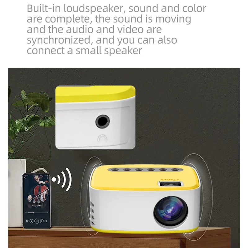 T20 Mini LED Projector 1080P High Definition Portable Home Theater Media Player - EU Plug