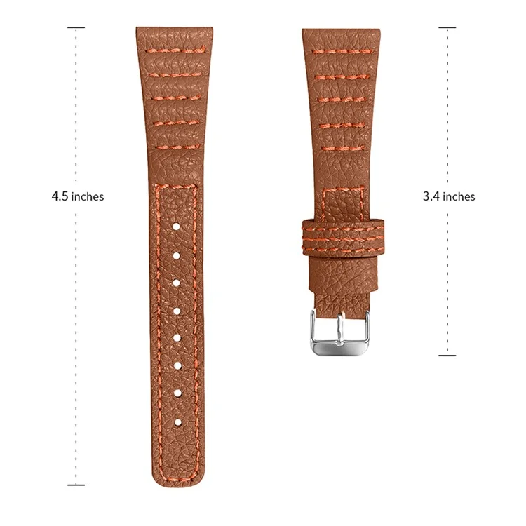 Wave Stitching Line Genuine Leather Smart Watch Strap for Samsung Galaxy Watch6 40mm 44mm / Watch6 Classic 43mm 47mm / Watch 5 40mm 44mm / 5 Pro 45mm / Watch4 40mm 44mm - Brown