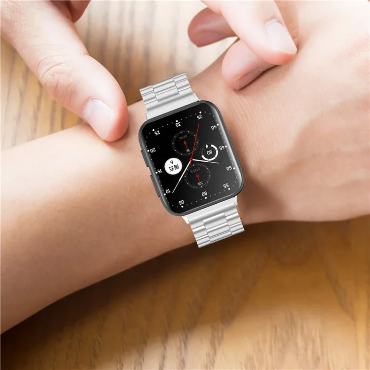 Drei Perlen Edelstahl Smart Watch Bandband Für Oppo Watch 2 42mm - Silber-