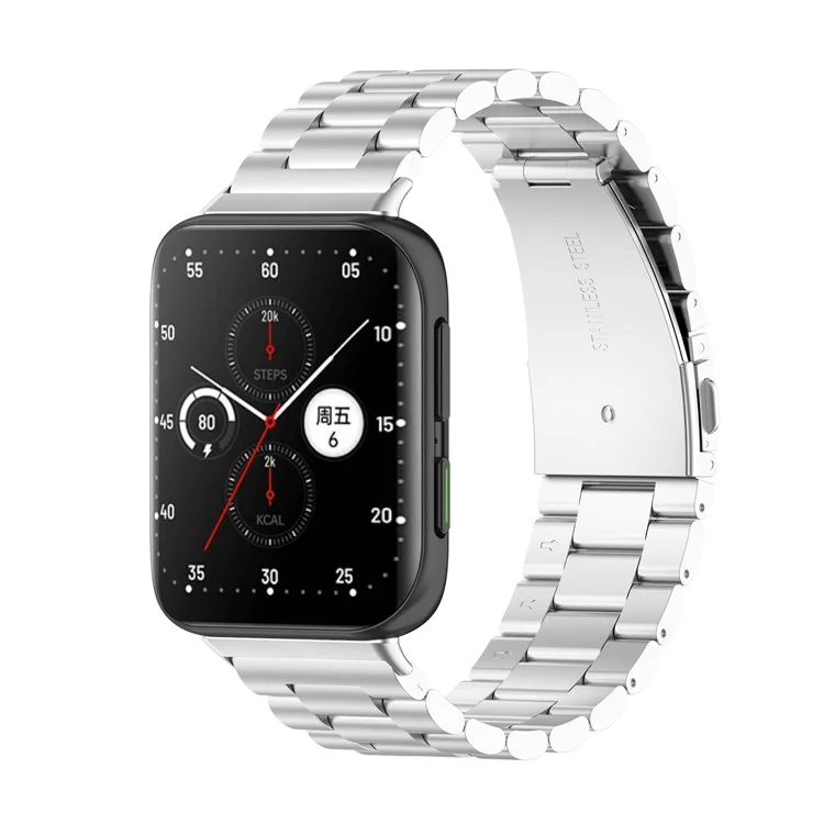 Drei Perlen Edelstahl Smart Watch Bandband Für Oppo Watch 2 42mm - Silber-