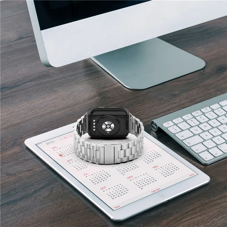 Drei Perlen Edelstahl Smart Watch Bandband Für Oppo Watch 2 42mm - Silber-