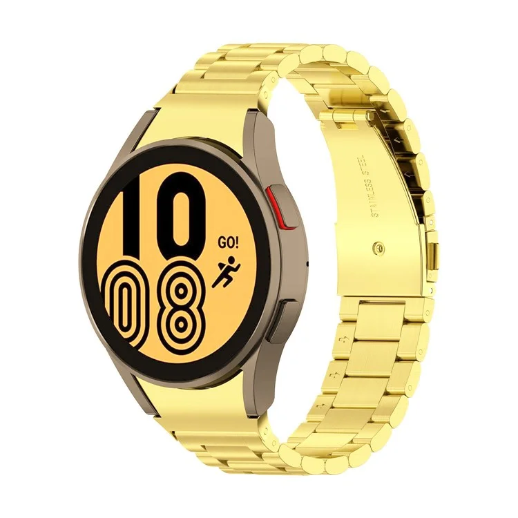 Correia de Relógio Inteligente de Aço Inoxidável de 3 Contas de Reposição para Samsung Galaxy Watch6 40mm 44mm / Watch6 Classic 43mm 47mm / Watch 5 40mm 44mm / 5 Pro 45mm / Watch4 40mm 44mm - Ouro