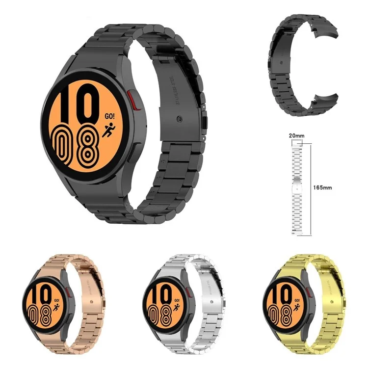 Alça De Substituição De Banda De Aço Inoxidável De 3 Contas De Aço Inoxidável Para Samsung Galaxy Watch4 40mm 44mm / Samsung Galaxy Watch4 Classic 46mm 42mm - Prata