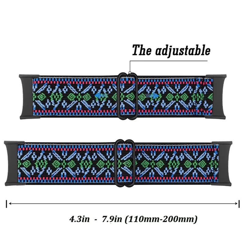 Elastisches Nylon-Smartwatch-Armband, verstellbar, für Fitbit Charge 5 - Braun