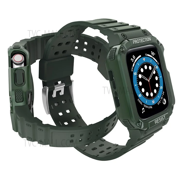 Electroplating One-Piece Soft TPU Smart Watch Replacement Strap for Apple Watch Series 10 42mm / 9 8 7 41mm / 6 5 4 SE SE (2022) SE (2023) 40mm / 3 2 1 38mm - Midnight Green / Green