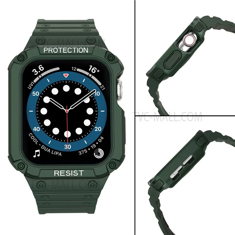 Electroplating One-Piece Soft TPU Smart Watch Replacement Strap for Apple Watch Series 10 42mm / 9 8 7 41mm / 6 5 4 SE SE (2022) SE (2023) 40mm / 3 2 1 38mm - Midnight Green / Green