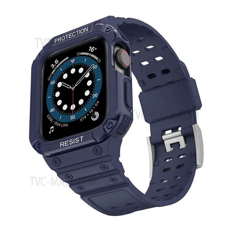 Reemplazo de Correa para Reloj de una Sola Pieza Suave de TPU Electrochapado para Apple Watch Series 6 / SE 44mm / SE (2022) 44mm / 5 / 4 44mm / 1 / 2 / 3 42mm / 7 45mm - Azul Oscuro / Azul