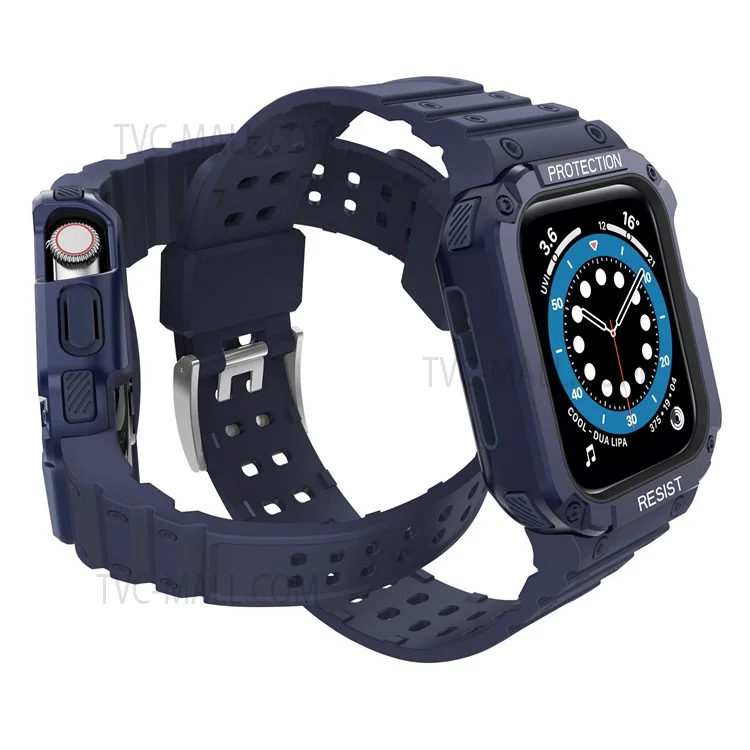 Reemplazo de Correa para Reloj de una Sola Pieza Suave de TPU Electrochapado para Apple Watch Series 6 / SE 44mm / SE (2022) 44mm / 5 / 4 44mm / 1 / 2 / 3 42mm / 7 45mm - Azul Oscuro / Azul