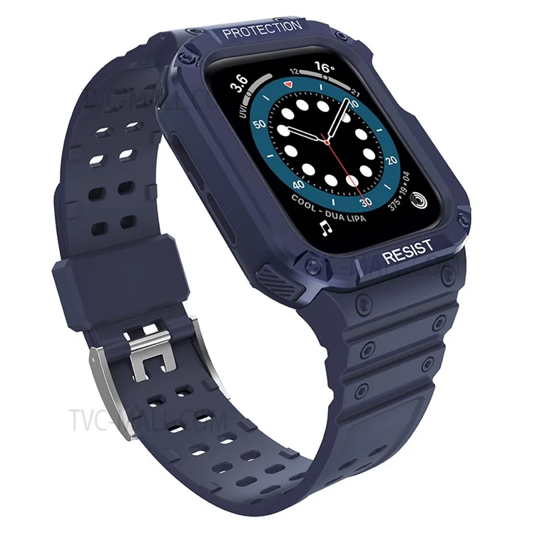 Reemplazo de Correa para Reloj de una Sola Pieza Suave de TPU Electrochapado para Apple Watch Series 6 / SE 44mm / SE (2022) 44mm / 5 / 4 44mm / 1 / 2 / 3 42mm / 7 45mm - Azul Oscuro / Azul