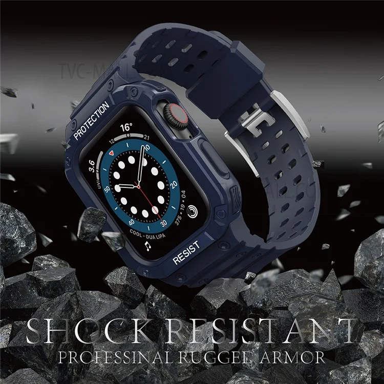 Reemplazo de Correa para Reloj de una Sola Pieza Suave de TPU Electrochapado para Apple Watch Series 6 / SE 44mm / SE (2022) 44mm / 5 / 4 44mm / 1 / 2 / 3 42mm / 7 45mm - Azul Oscuro / Azul
