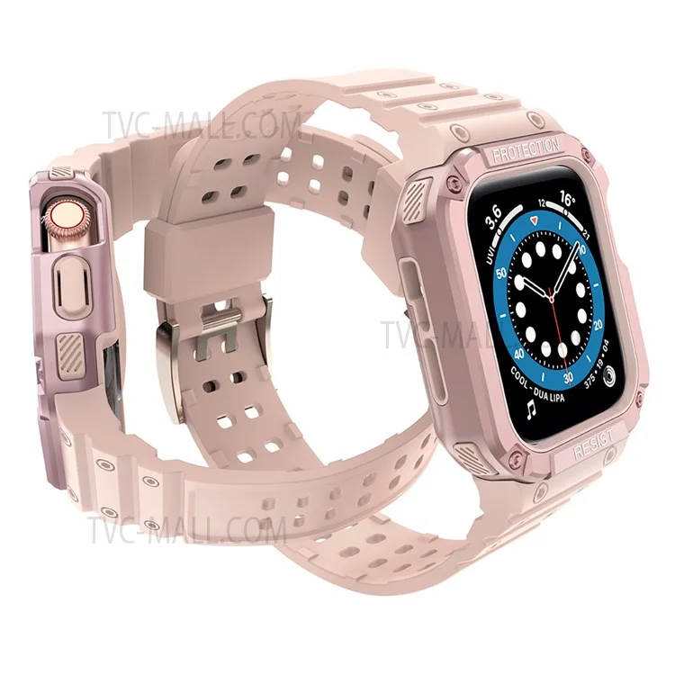 Electroplating One-piece Soft TPU Watch Band Replacement Wrist Strap for Apple Watch Series 6 / SE 44mm / SE (2022) 44mm / 5 / 4 44mm / 1 / 2 / 3 42mm / 7 45mm - Pink / Rose Pink