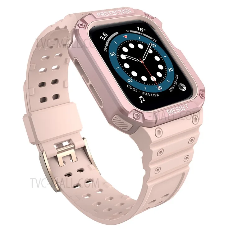 Electroplating One-piece Soft TPU Watch Band Replacement Wrist Strap for Apple Watch Series 6 / SE 44mm / SE (2022) 44mm / 5 / 4 44mm / 1 / 2 / 3 42mm / 7 45mm - Pink / Rose Pink