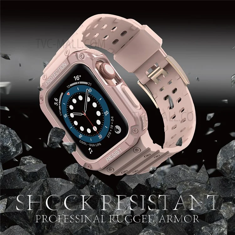 Electroplating One-piece Soft TPU Watch Band Replacement Wrist Strap for Apple Watch Series 6 / SE 44mm / SE (2022) 44mm / 5 / 4 44mm / 1 / 2 / 3 42mm / 7 45mm - Pink / Rose Pink