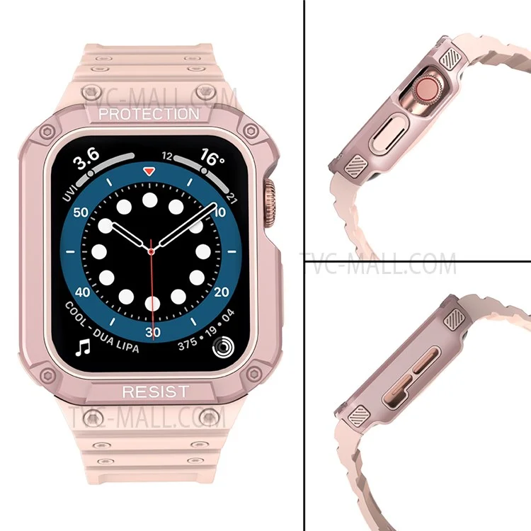 Electroplating One-piece Soft TPU Watch Band Replacement Wrist Strap for Apple Watch Series 6 / SE 44mm / SE (2022) 44mm / 5 / 4 44mm / 1 / 2 / 3 42mm / 7 45mm - Pink / Rose Pink