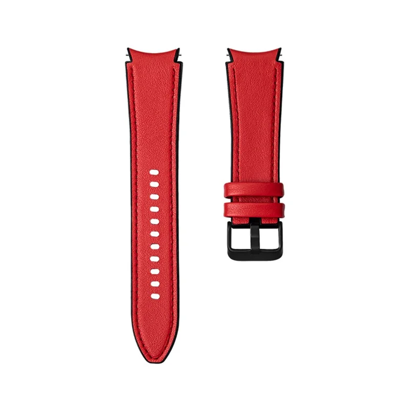 20mm Adjustable Leather Watch Band Strap for Samsung Galaxy Watch6 40mm 44mm / Watch6 Classic 43mm 47mm / Watch 5 40mm 44mm / 5 Pro 45mm / Watch4 40mm 44mm - Red