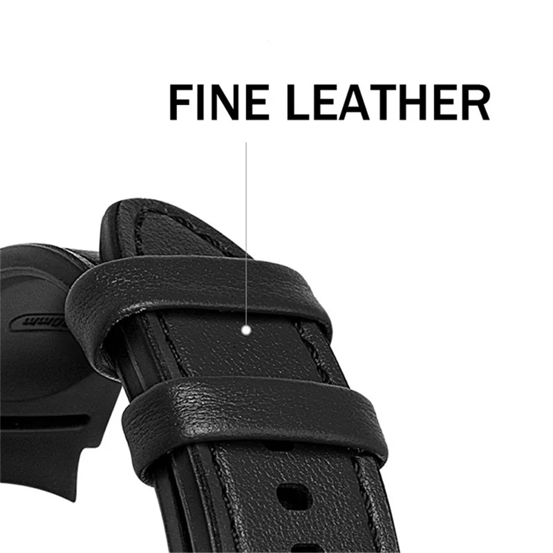 20mm Adjustable Leather Watch Band Strap for Samsung Galaxy Watch6 40mm 44mm / Watch6 Classic 43mm 47mm / Watch 5 40mm 44mm / 5 Pro 45mm / Watch4 40mm 44mm - Red