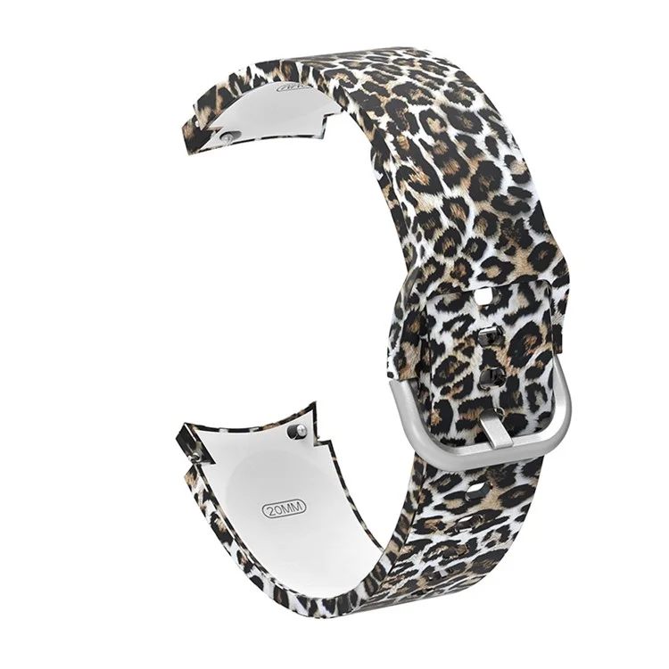 Силиконовый сменный ремешок для смарт-часов Samsung Galaxy Watch6 40мм 44мм / Watch6 Classic 43мм 47мм / Watch 5 40мм 44мм / 5 Pro 45мм / Watch4 40мм 44мм с принтом - коричневый леопард
