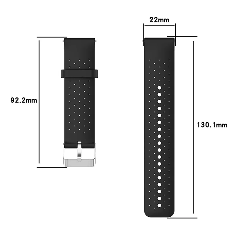 22mm Breathable Silicone Smart Watch Replacement Strap for Polar Vantage M/Vantage M2/Gait X - Black