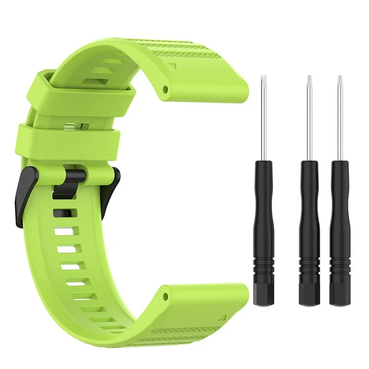 26mm Breathable Silicone Watch Band Strap with Screwdrivers for Garmin Fenix 6X GPS/6X Pro/6X Sapphire GPS - Green