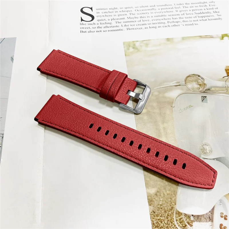 22mm Top Layer Cowhide Genuine Leather Watch Strap Replacement for Samsung Gear S3 Classic - Red