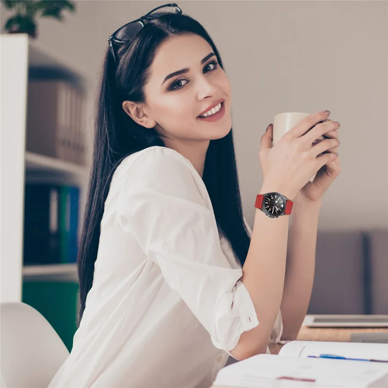 22mm Top Layer Cowhide Genuine Leather Watch Strap Replacement for Samsung Gear S3 Classic - Red