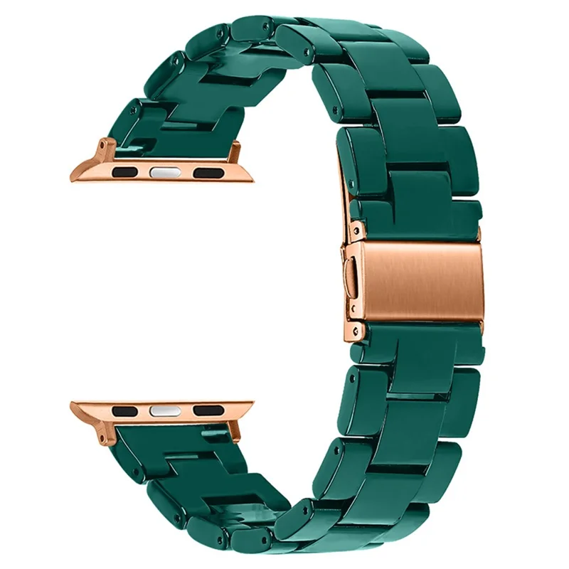 غطاء واقي مزخرف بحجارة الراين وحزام لساعة Apple Watch Series 6 / 5 / 4 / SE 44 مم / SE (2022) 44 مم - أخضر داكن / ذهبي وردي