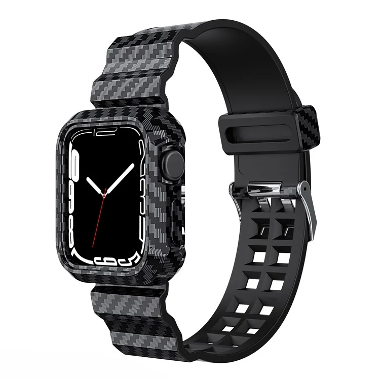 Texture in Fibra di Carbonio da 20 mm TPU Watch Band Shockproof Sports Spedment Strap Per Apple Watch Series 7 41mm - Nero