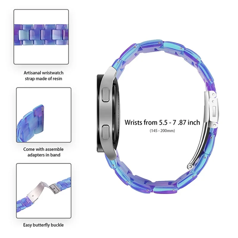 Harz Watch Band Edelstahlschnalle -gurtarmband Für Samsung Galaxy Watch4 Classic 42mm / 46 mm - Blaues Phantom