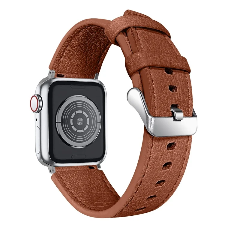 Cowhide Genuine Leather Watch Band Strap Replacement for Apple Watch Series 10 42mm / 9 8 7 41mm / 6 5 4 SE SE (2022) SE (2023) 40mm / 3 2 1 38mm - Brown