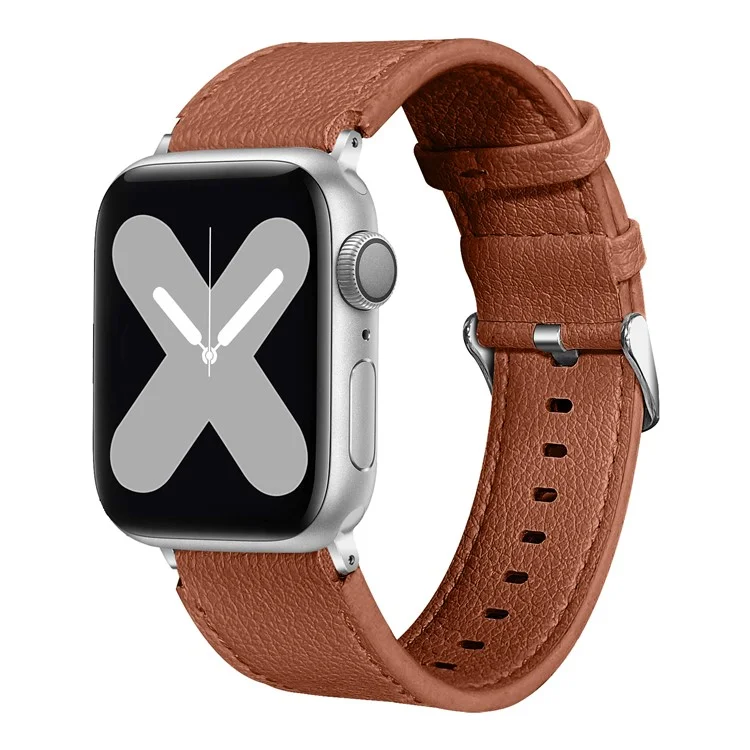 Cowhide Genuine Leather Watch Band Strap Replacement for Apple Watch Series 10 42mm / 9 8 7 41mm / 6 5 4 SE SE (2022) SE (2023) 40mm / 3 2 1 38mm - Brown